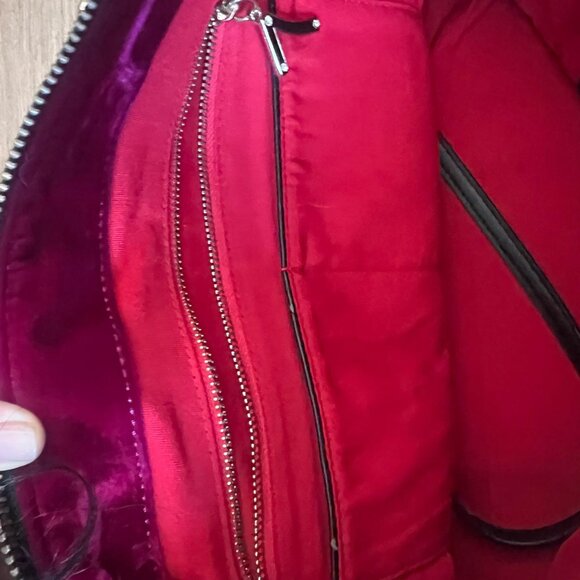 V°73 Magenta Velvet Satchel with Black Braided Handles – Made in Italy - Picture 2 of 6